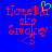 Blue background with red pixelated text 'HoneBla sky Smokey' and a green pixelated heart symbol above the 'Bla' text.