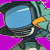 Pixelated image split into four quadrants showing a teal robot with blue visor, pink-haired character, and text 'fooly cooly!' on purple background.