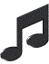Black and gray musical note icons in various orientations on a light gray background, displayed as a of 5 by 5