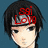 Pixelated anime-style character with black hair and silver headband, red text overlays change across frames on a blue background.