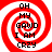 Red and white spiral background with black text reading OH MY GAWD I AM CRZY arranged in vertical