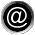 @ symbol, hyphen, and partial text fragments in black circular icons on gray background; animation shows @ symbols changing from solid to outline form.