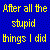 Blue background with yellow, pink, and green text displaying phrases like 'After all the stupid things I did' and 'There's nothing left to forgive', some words changing color across frames.