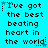 Pixelated cyan background with black text repeating 'I've got the best beating heart in the world' across six , each with a star and cursor icon