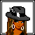 Pixel art contact sheet of a female character in various poses and outfits with visible text "Pimpette" on one frame.