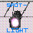 Pixelated icon with blue text 'SPOT -' above and 'LIGHT' below a central black object emitting pink light on checkered background.