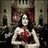 Pixelated image of a woman with red hair and chest, holding a heart-shaped object against a dark background with text overlays.