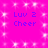 A static image with a bright pink background featuring four identical text blocks arranged in two and , each displaying "Luv 2 Cheer" in blue pixelated font