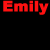 pixelated 'Emily' text variations in rainbow gradient colors on black background, with one gray square at bottom-right
