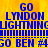 Blue pixelated text on a yellow-orange gradient background with horizontal blue bars, showing repeated phrases and partial numbers.