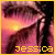 A 2x2 contact sheet of three animated frames showing a close-up of a person's face with long dark hair and the name "jessica" in yellow text at the bottom, each frame bordered by different colored outlines (yellow or pink) against a gray background.