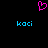 A static pixel art image with a pink heart symbol above two blue 'koci' text labels on a black background.