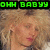 Green pixelated text "ОНН ВАВУУ" appears above a blurred image of a person with light brown hair and closed eyes.