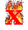 Red X symbol engulfed in orange and yellow flames on gray background, animated with flickering fire effects