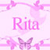 Pixelated pink icon with 'Rila' text, pink butterflies, and floral patterns on a light pink background.