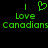 Green pixelated text and symbols on black background: two vertical lines, a heart symbol, 'Love' text above 'Canadians' text.