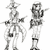 Black-and-white cartoon character in cowboy attire with a hat, holding a gun, displayed in a with red text overlays