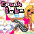Pixelated image of a blonde woman in pink top and black pants with 'Crock Babe' text above her, set against colorful pixel background.