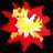 A 48x48 pixel animated buddy icon featuring a red and yellow explosion on the left, with "Anime IM" text in white pixelated font on black background to the right.