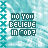 identical pixelated text icons on a light blue background with white wave patterns, each displaying "DO YOU BELIEVE IN GOD?" in dark teal block letters