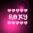 Pixelated pink icon with 'ROXY' text surrounded by heart symbols, showing subtle animation changes in heart positions and background glow.