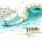 Pixelated image of a wave crashing on a beach with the word 'homister' in black block letters on a light blue background.