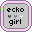 pixelated icons with pink borders, gray backgrounds, and text 'echo girl' featuring changing colored symbols above the word 'girl'
