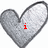 Three gray hearts with red text: 'i', 'love', and 'you' arranged in a , each heart has a textured appearance