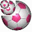 Pixelated icon featuring a stylized face with closed eyes, pink lips, and a large heart symbol on the chest against a gradient background.