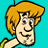 Pixelated cartoon character with orange hair and light skin against a solid cyan background, wearing a green and yellow striped shirt.
