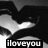 Black-and-white pixelated image of a stylized orca whale with white underbelly and eye patch, positioned above text reading 'iloveyou' in blocky font.