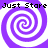 Four identical purple and white spiral patterns arranged in a with black text reading "Just Stare" above and below the top-left and bottom-left spirals