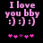 Pink text and smiley faces on black background with animated pink hearts changing position.