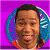A 50x50 pixel buddy icon split into two sections: a person's face on the left with a blue circular border against purple background, and green text reading "Original Icons .com" on dark green right side.