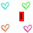 four distinct pixelated images: top-left hearts, top-right person with heart, bottom-left blue pattern, bottom-right two people with heart symbol