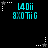 Pixelated cyan text 'L40ii 8x0Ti G' surrounded by white and gray star-shaped cursor icons on a black background, with visible animation changes in cursor positions.