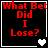 Four identical display red pixelated text 'What Bet Did I Lose?' on black background with white border, each showing different heart symbols