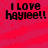 Four identical pixelated text on a red striped background, each displaying 'I LOVE haylee!!' in black block letters