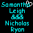 Pixelated cyan text list on black background with a white heart symbol above the 'o' in 'Samantha' on the left side.