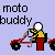 Animated contact sheet showing a pixel art character riding a red go-kart across multiple frames with motion effects and cloud background.