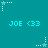 Teal background with repeated 'JOE <33' text and white star icons in pixelated style.