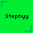 Green background with repeated 'Stephyy' text and blue star-shaped pixel art elements in various positions.