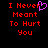 Red pixelated text on black background with a purple heart symbol replacing the 'E' in 'Never' on the left side.