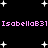 Black background with white pixelated stars and repeated pink text 'IsabellaB31' in two horizontal