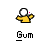 Pixelated yellow figure with white or pink circular head, arms raised in various positions across four of icons