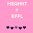 Pixelated text and symbols on a pink background with two identical static frames showing 'MEANNT = BFLL' above five dark blue and purple asterisk-like shapes.