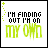identical square displays text with animated bullet points, each showing "I'M FINDING OUT I'M ON MY OWN" in black and green pixelated font on white background