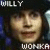 Two side-by-side animated frames of a pixelated character with text overlays, showing facial expression changes from neutral to smiling.