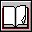 Pixelated open book animation with pages turning in sequence , bordered by red and gray