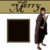 repeated 'Merry' text and character portraits with changing facial expressions and background colors